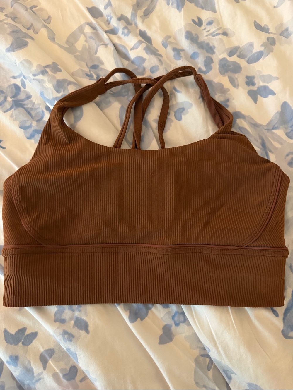 lululemon athletica Ribbed Strappy Sports Bra in Chestnut Brown